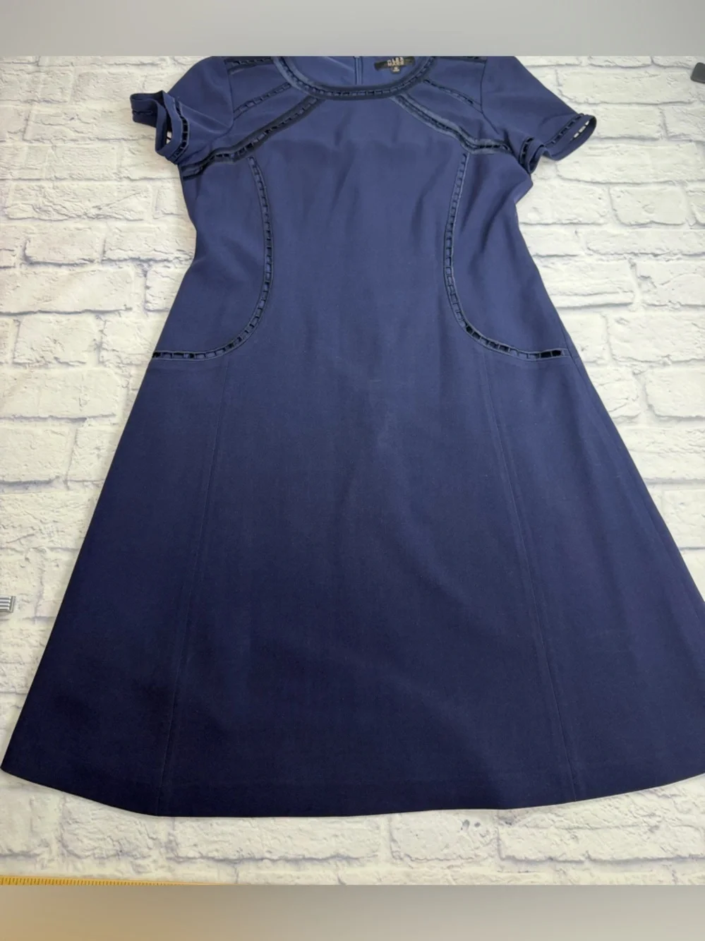 Alex Marie Classic Navy Short-Sleeve A-Line Dress. Size 10.